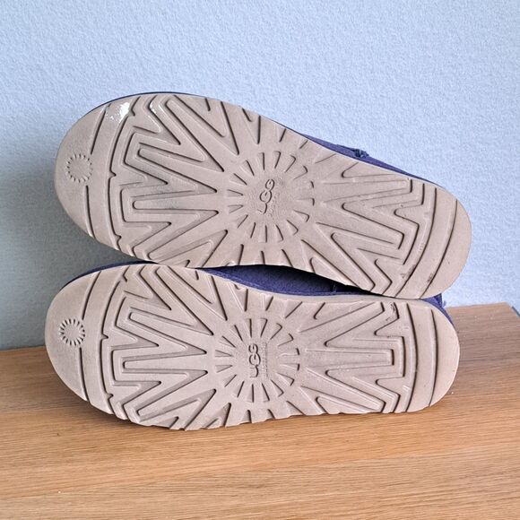 UGG Classic Mini Exotic Scales Marine Navy Blue Women 6 Suede Snow Boots Short - Picture 7 of 12